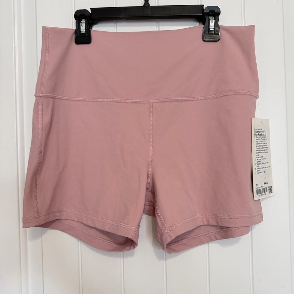 NEW Lululemon Align High Rise Shorts 4" Women’s 12 Pink Haze Biker Nulu Yoga Gym